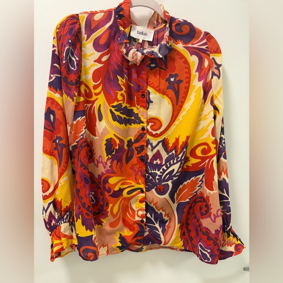 BA&SH Natsy Shirt In Vert Floral Print Blouse  Size 1 - Picture 6 of 15